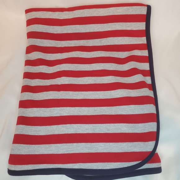 Carters Just One You Double Decker Bus Baby Blanket Beep Red Gray Stripes Cotton - Picture 2 of 5